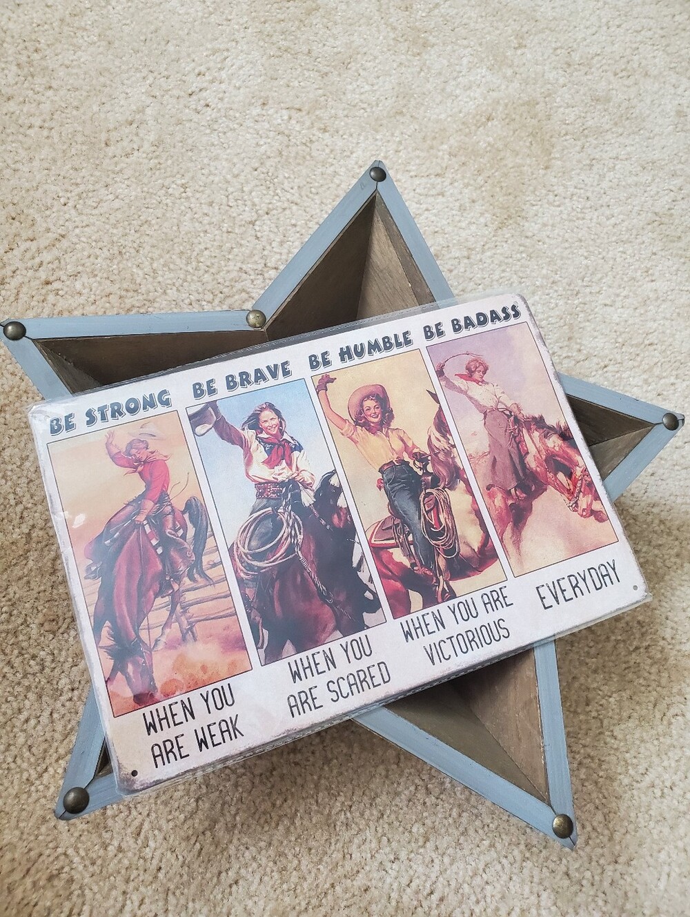 Western Cowgirl Sign & Wooden Star